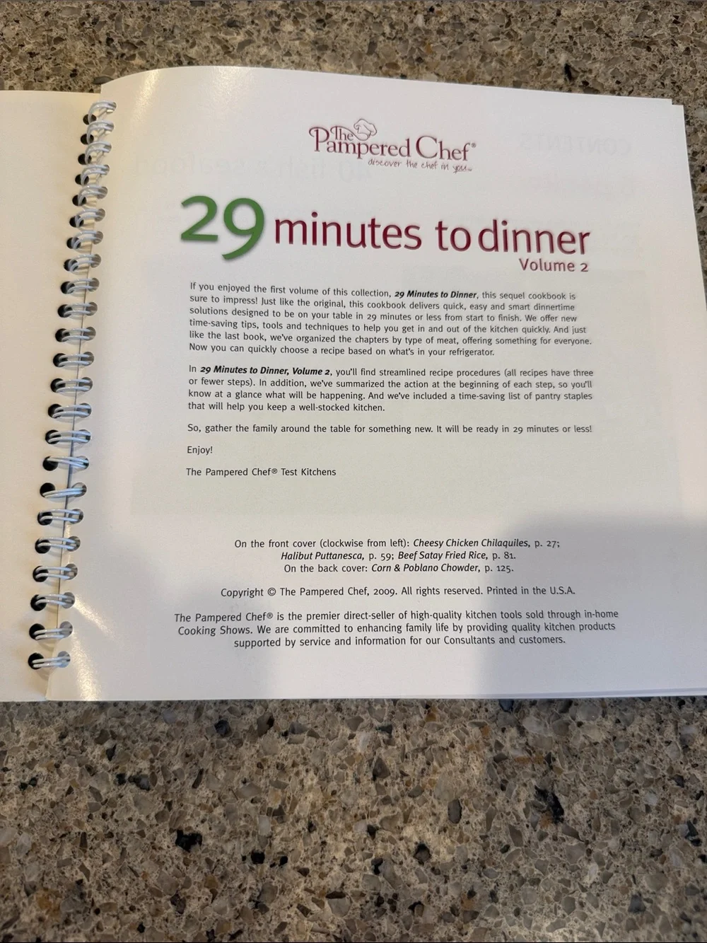 The Pampered Chef 29 Minutes to Dinner Volume 2 Cookbook - White & Green Cover